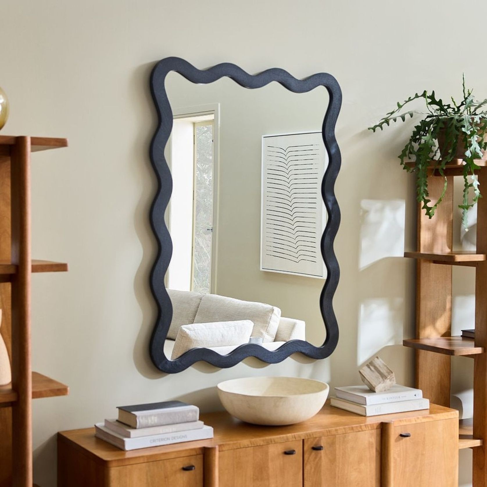 Wavy Wood Wall Mirror gallery detail image