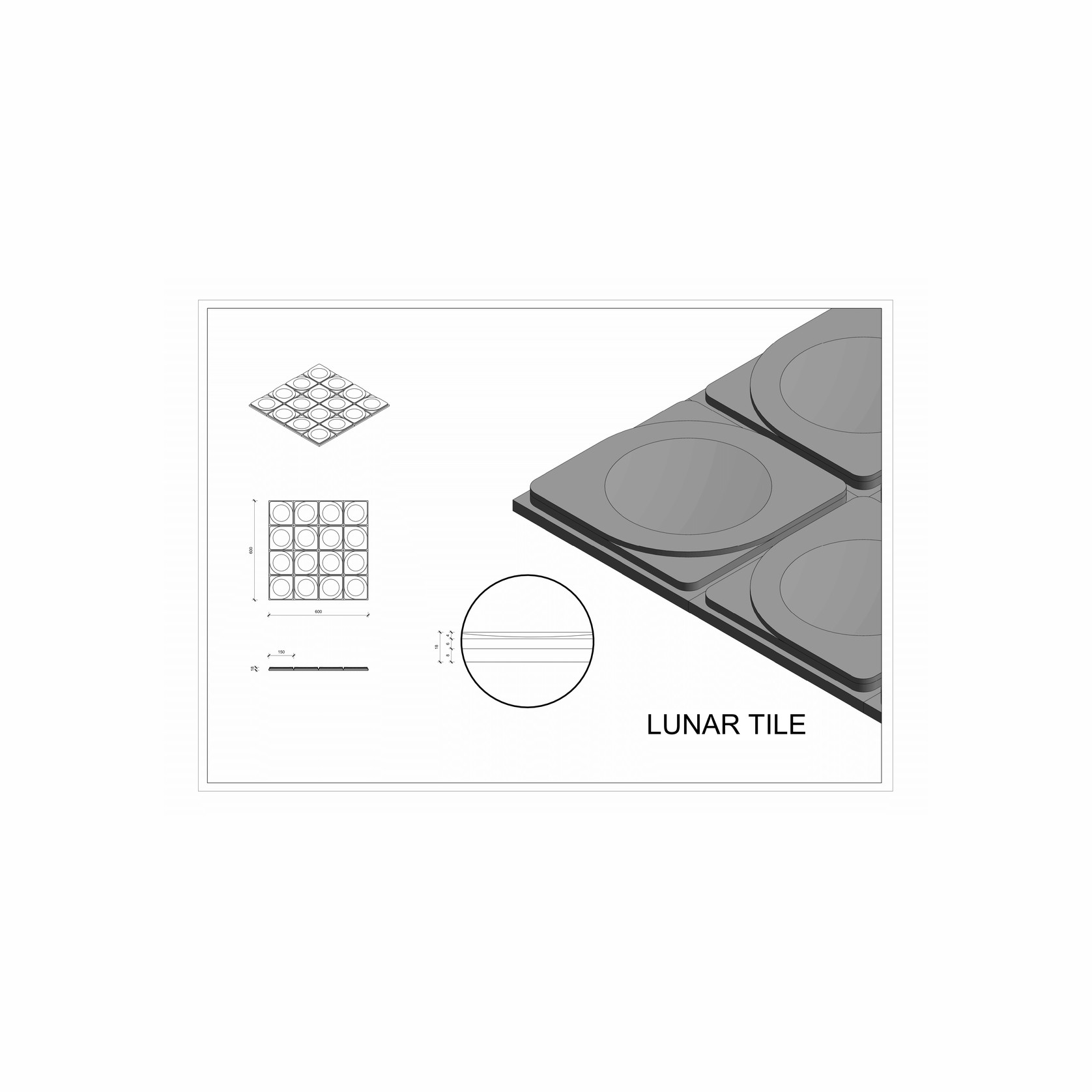 Roctex Lunar Tile 3D Wall Panel gallery detail image