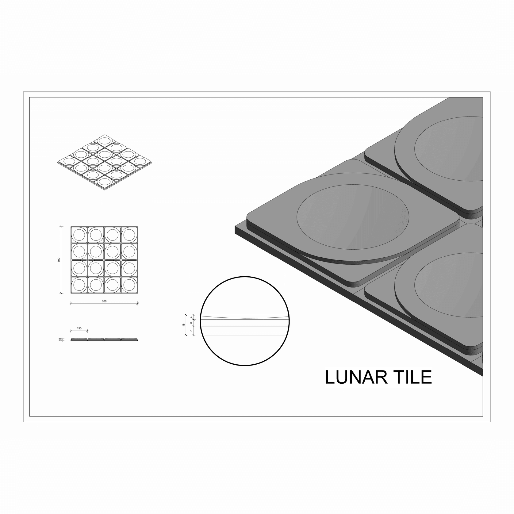 Roctex Lunar Tile 3D Wall Panel gallery detail image