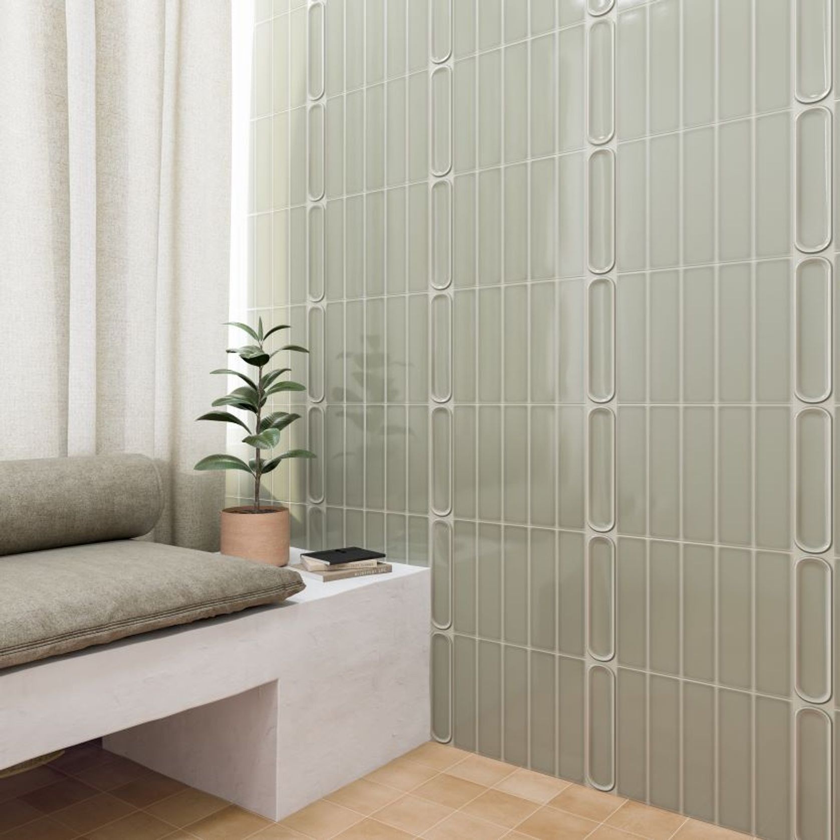 Aquarelle O Mint Grey Wall Tiles gallery detail image