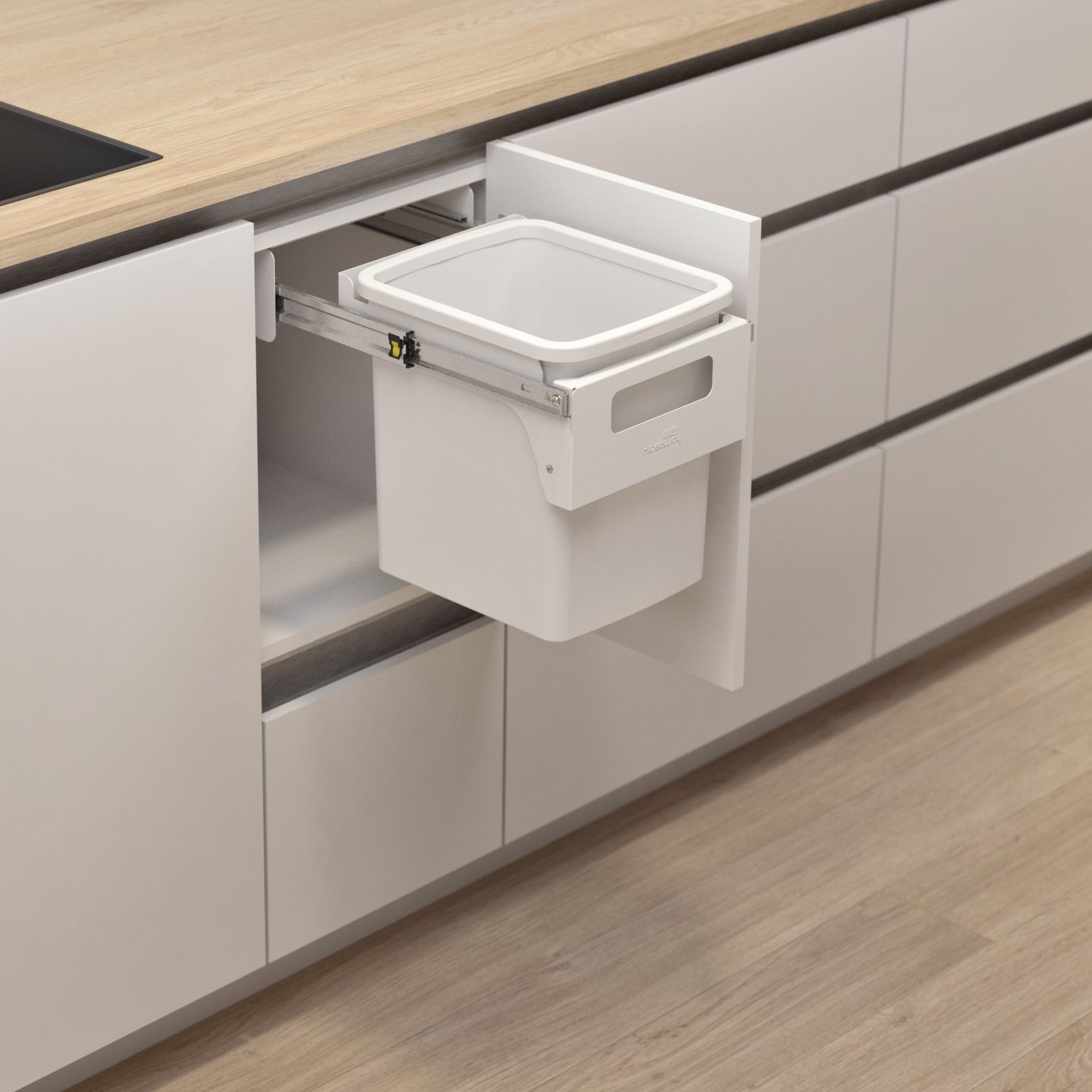 Hideaway Compact Bin 1 x 15L Bucket | Handle Pull gallery detail image