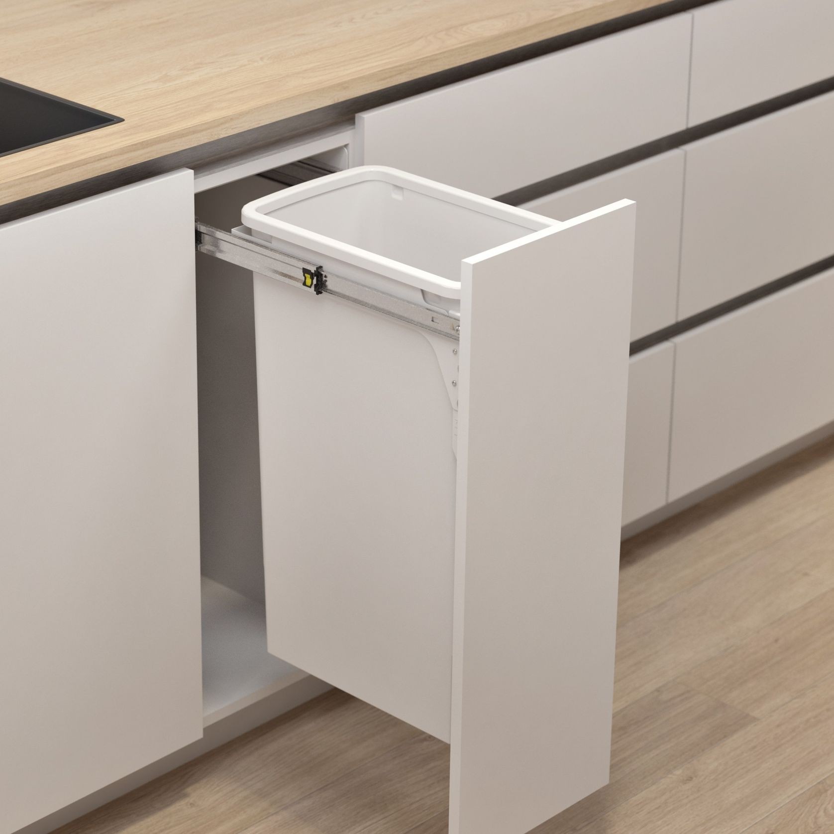 Hideaway Compact Bin 1 x 40L Bucket | Door Pull gallery detail image