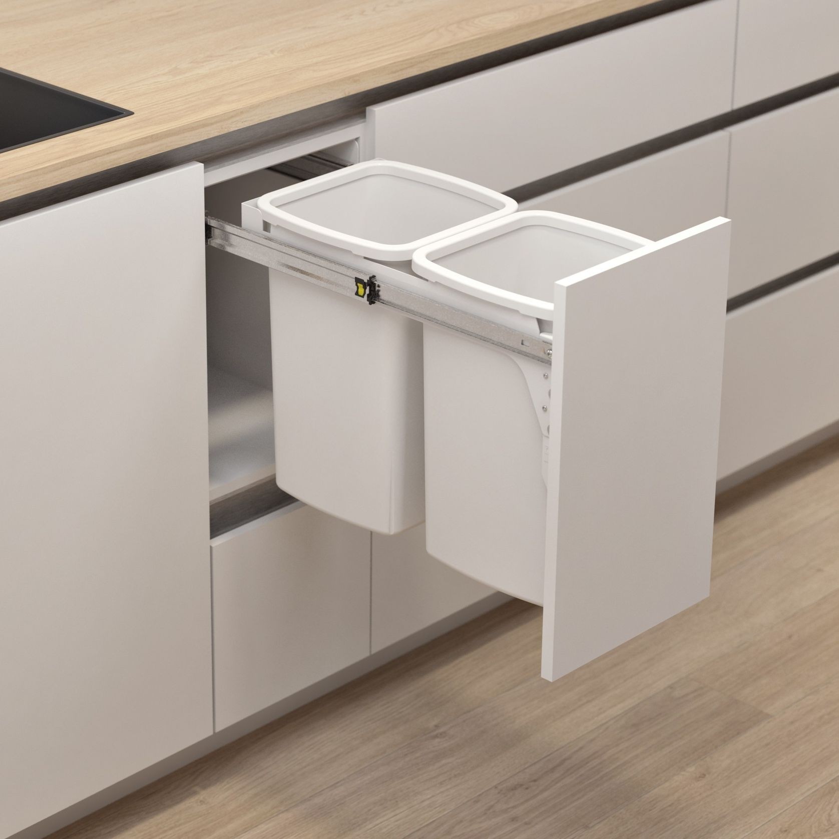 Hideaway Compact Bins 2 x 16L Buckets | Door Pull gallery detail image