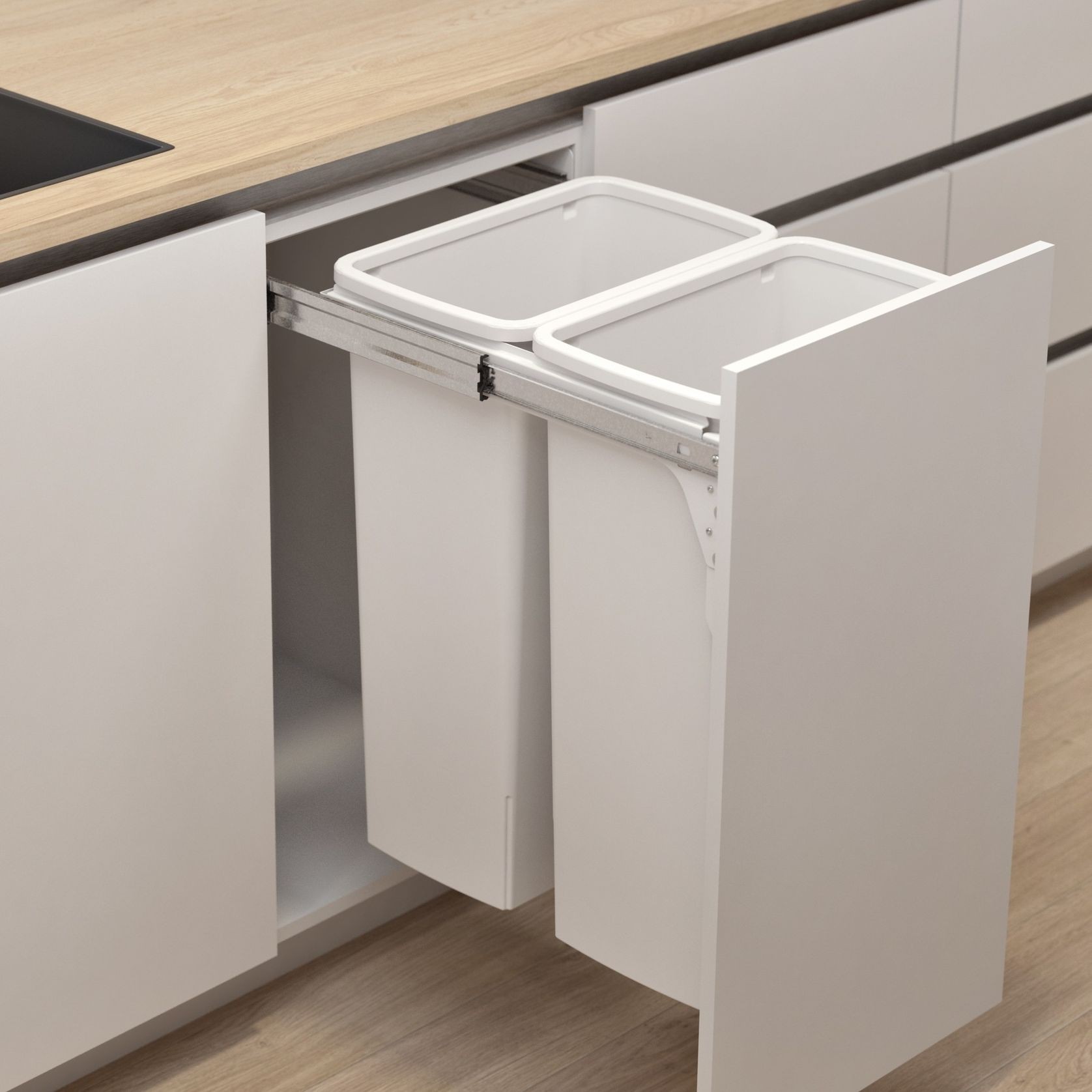 Hideaway Compact 2 x 40L Buckets | Door Pull gallery detail image