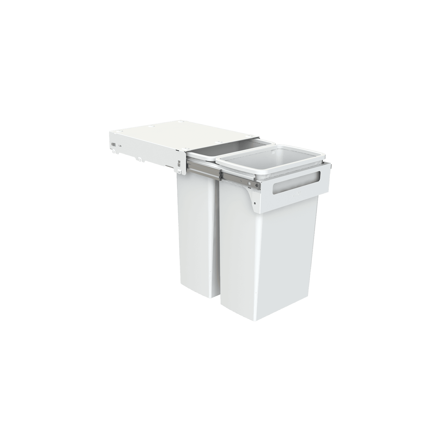 Hideaway Compact 2 x 40L Buckets | Handle Pull | White gallery detail image