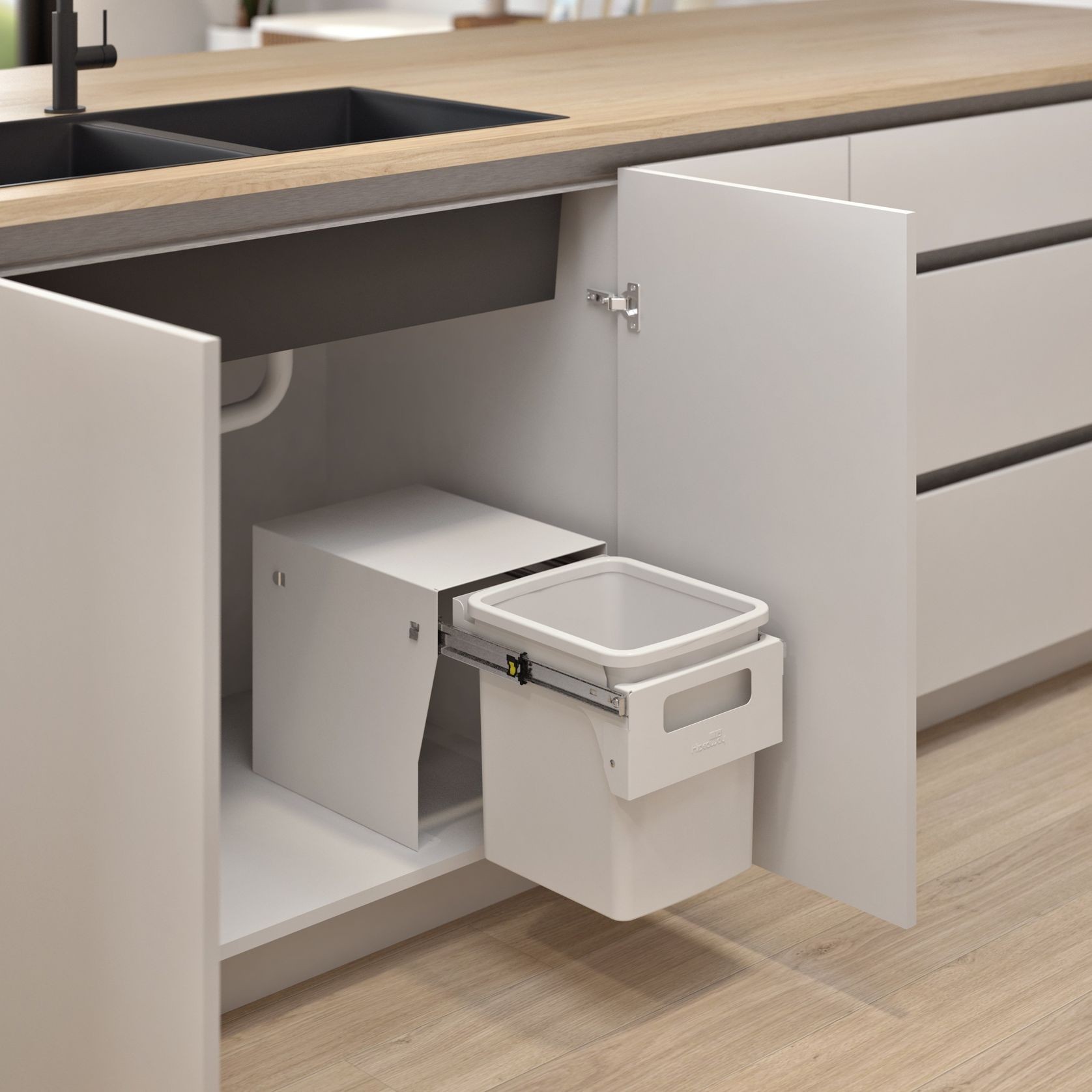 Compact Floor Mount Bin 1 x 15L | Handle Pull gallery detail image