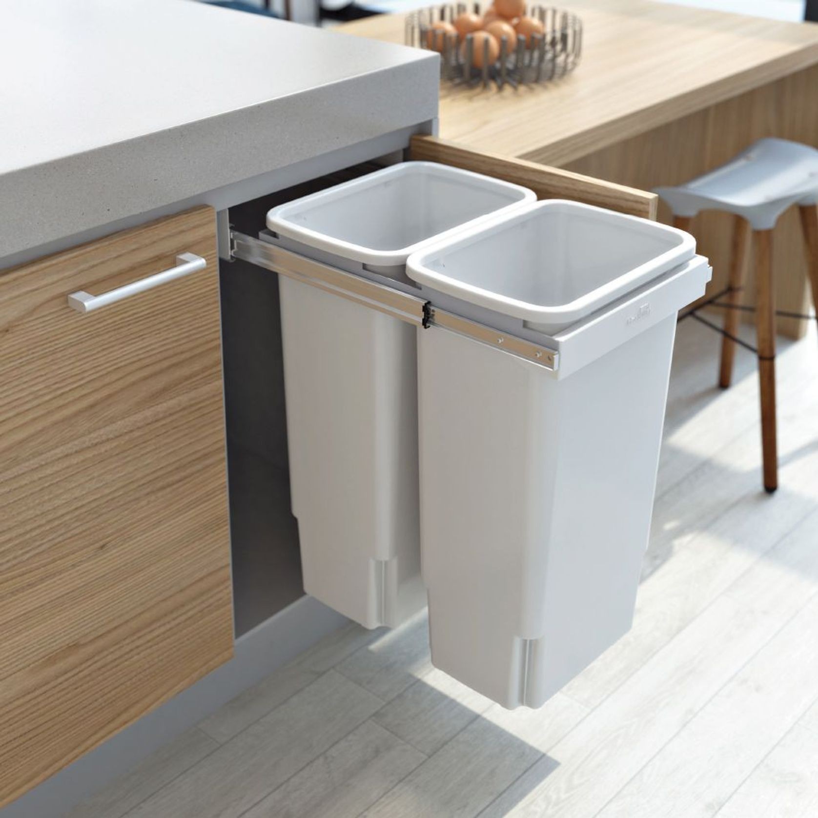 Hideaway Compact Bin 2 x 35L Buckets | Handle Pull gallery detail image