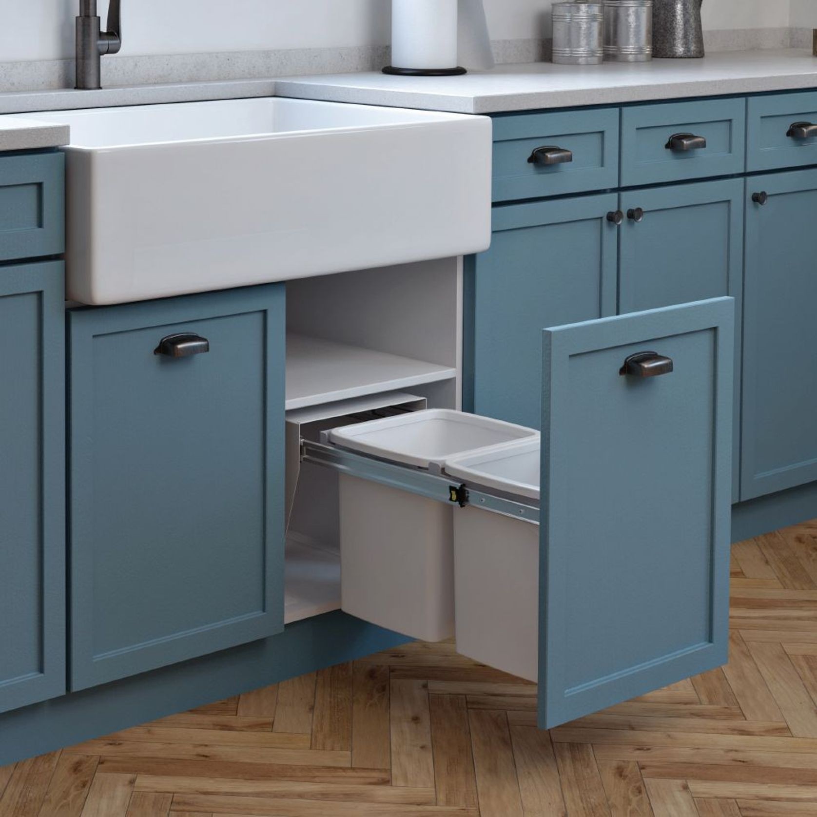 Compact Floor Mount 2 x 15L | Door Pull | White gallery detail image