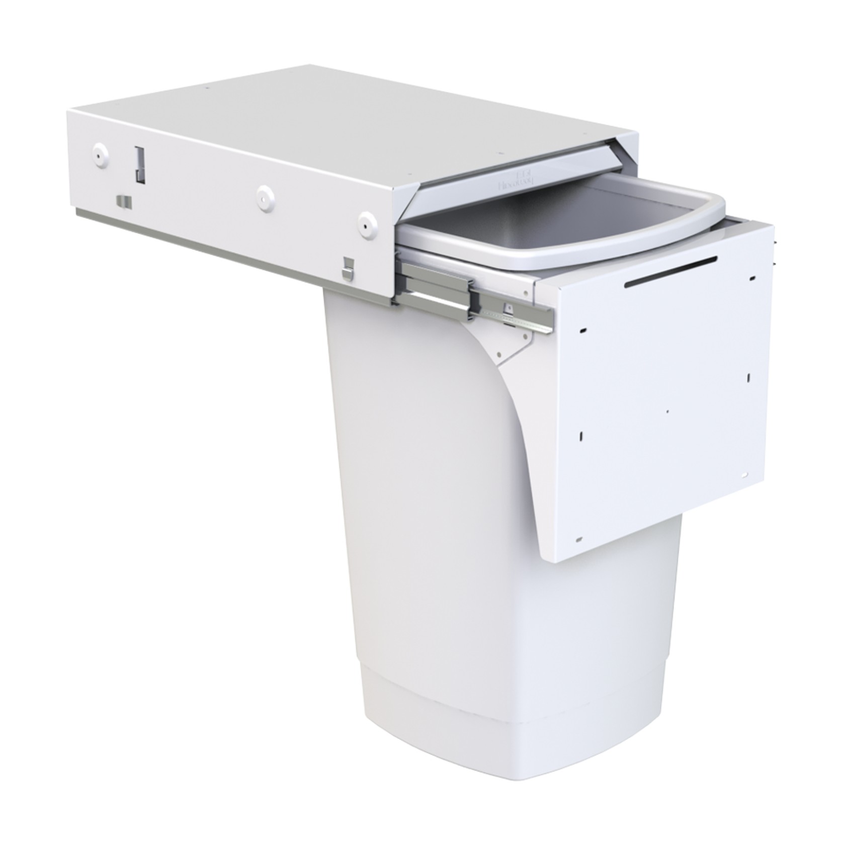 Hideaway Soft Close 1 x 50L Bucket | Door Pull | White gallery detail image