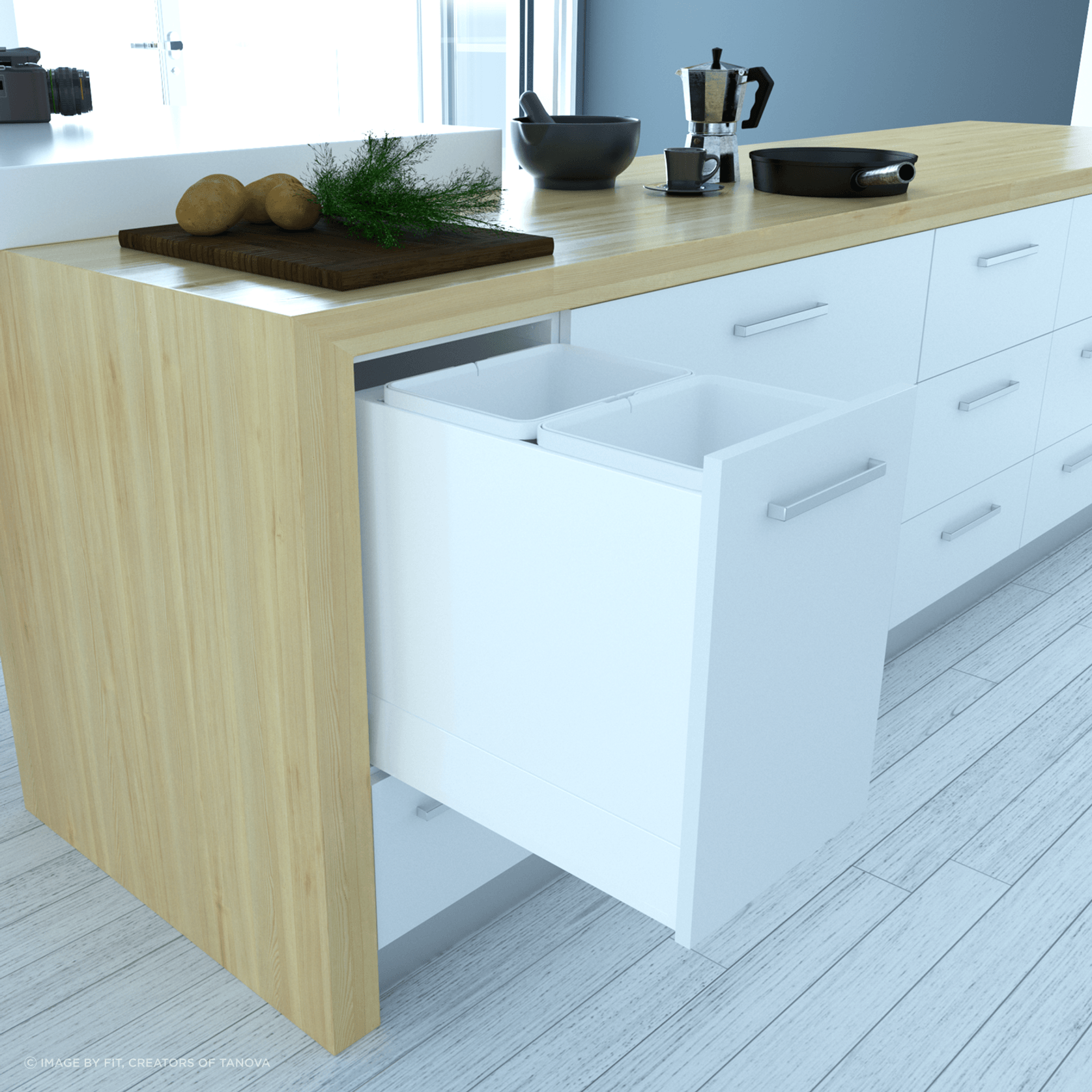 Tanova FLEX Kitchen Bin Solution For Slimline Drawers gallery detail image