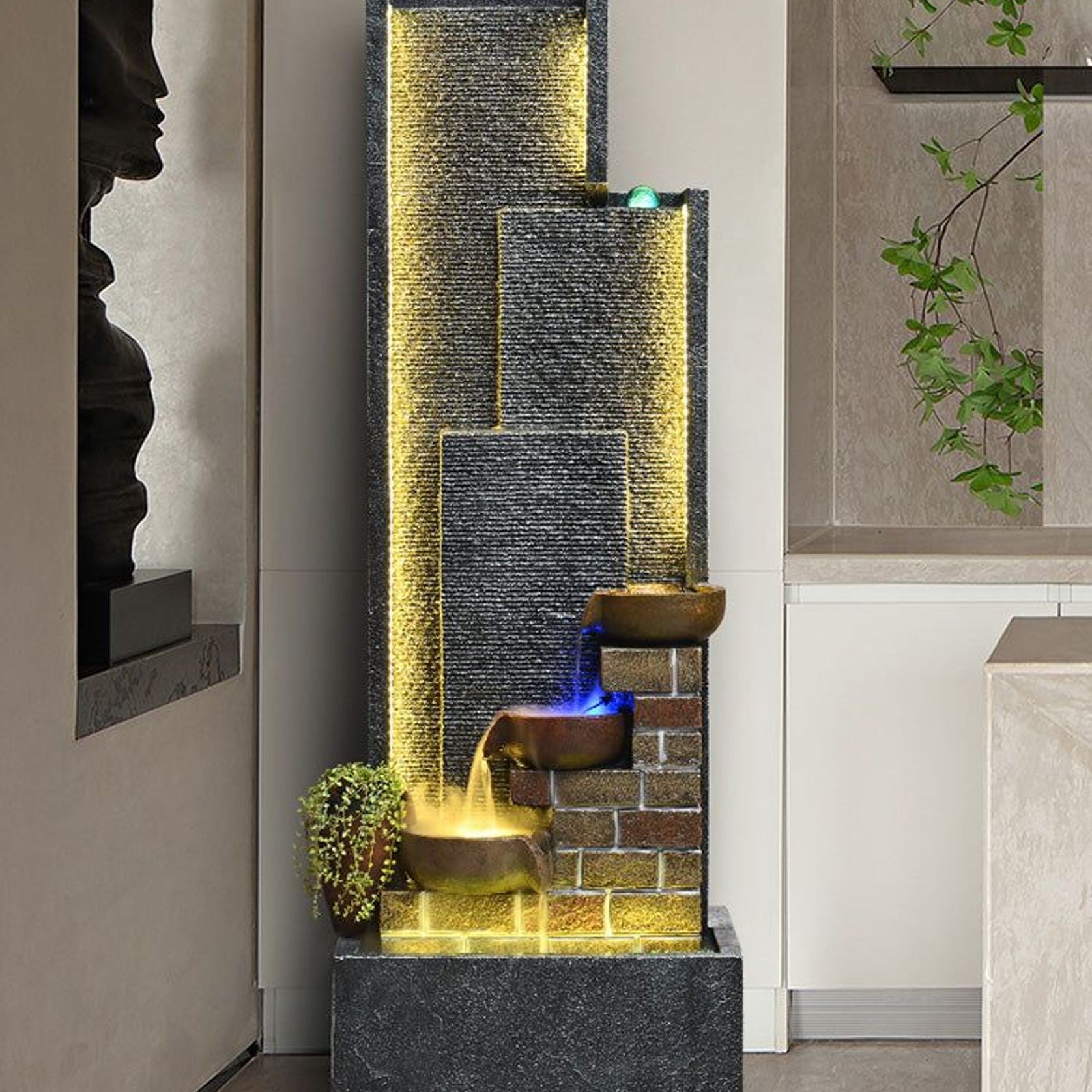 Modern Tiered Water Feature 62 x 42 x 170cm gallery detail image