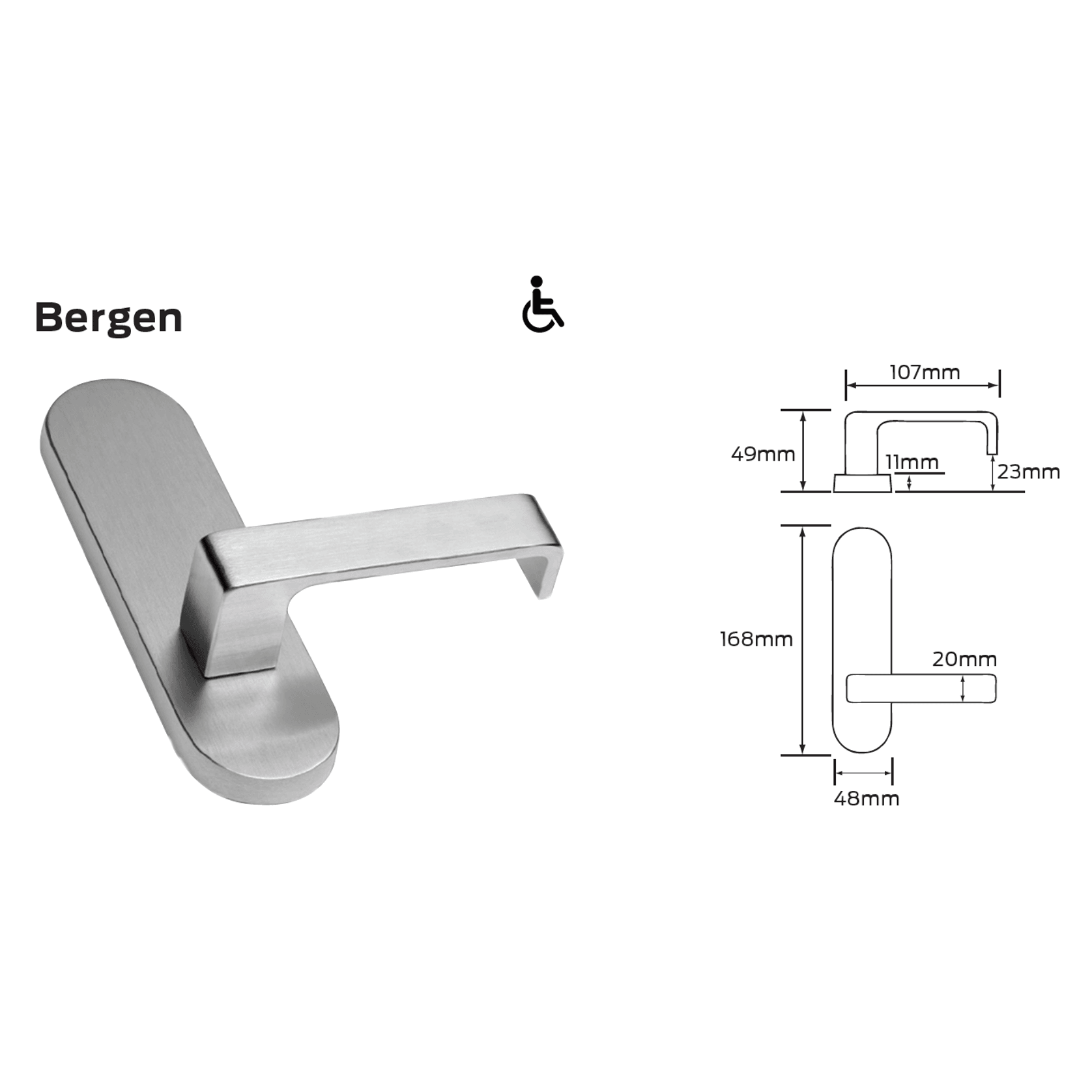 Legge 500 Series Bergen (B) Door Furniture gallery detail image