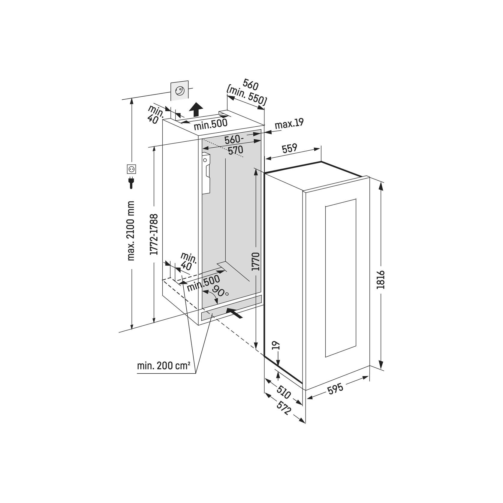 EWTgb 3583 Vinidor | Dual Zone Built-in Wine Cabinet gallery detail image