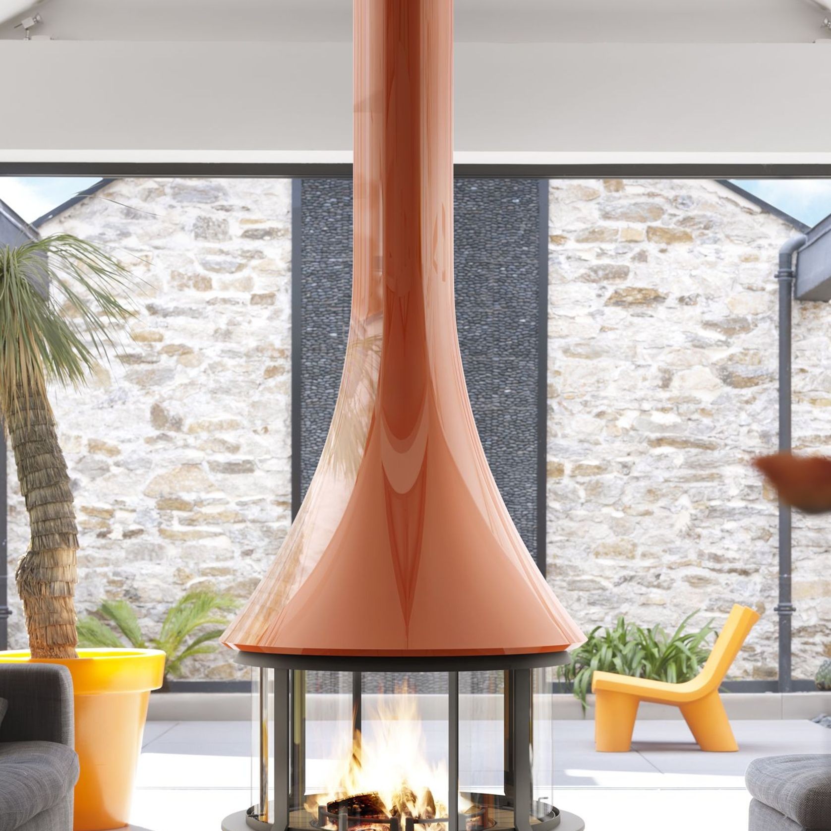 JC Bordelet Zelia 908 - Suspended Wood Fireplace gallery detail image
