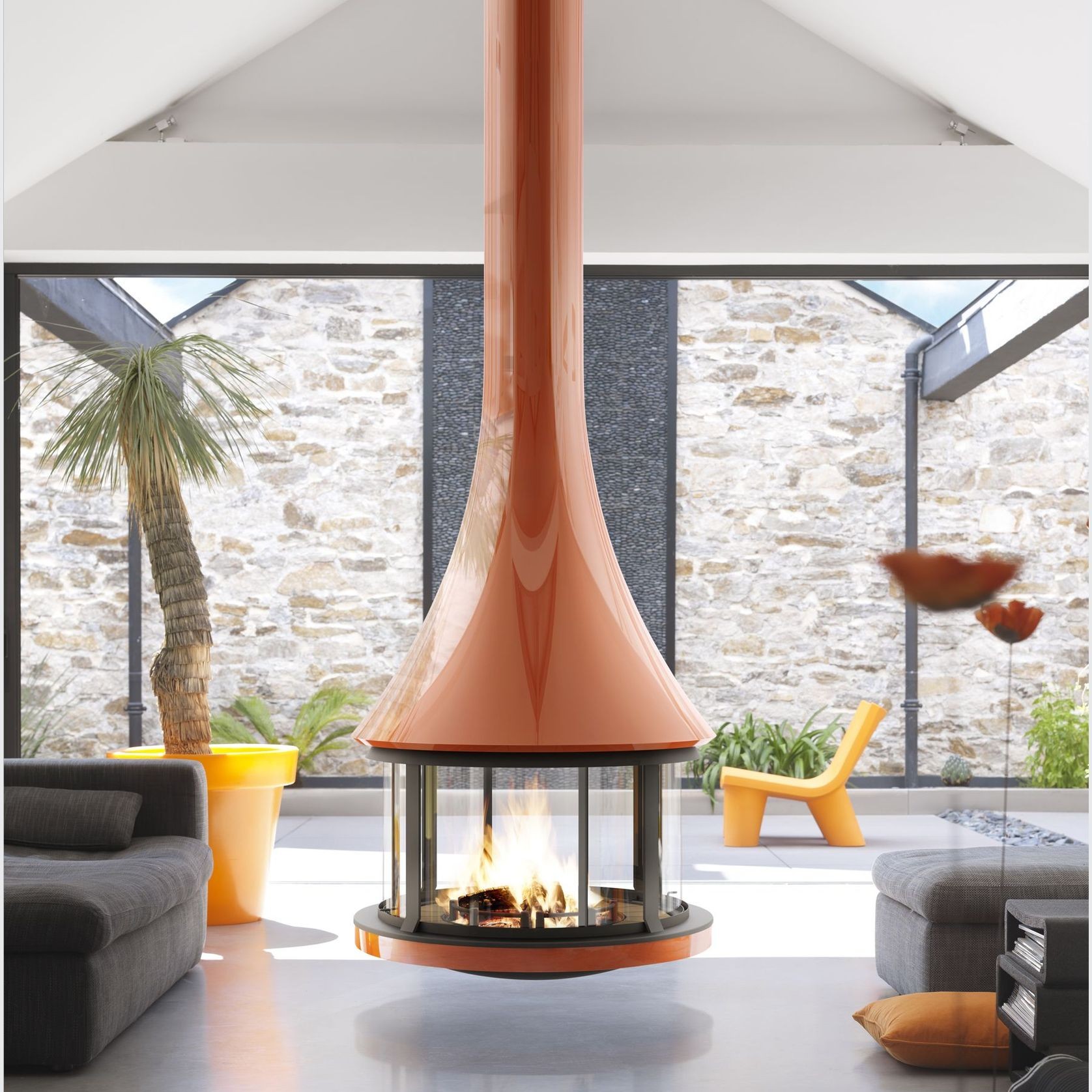 JC Bordelet Zelia 908 - Suspended Wood Fireplace gallery detail image