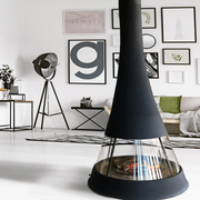 JC Bordelet Linea 914 - Suspended Wood Fireplace gallery detail image