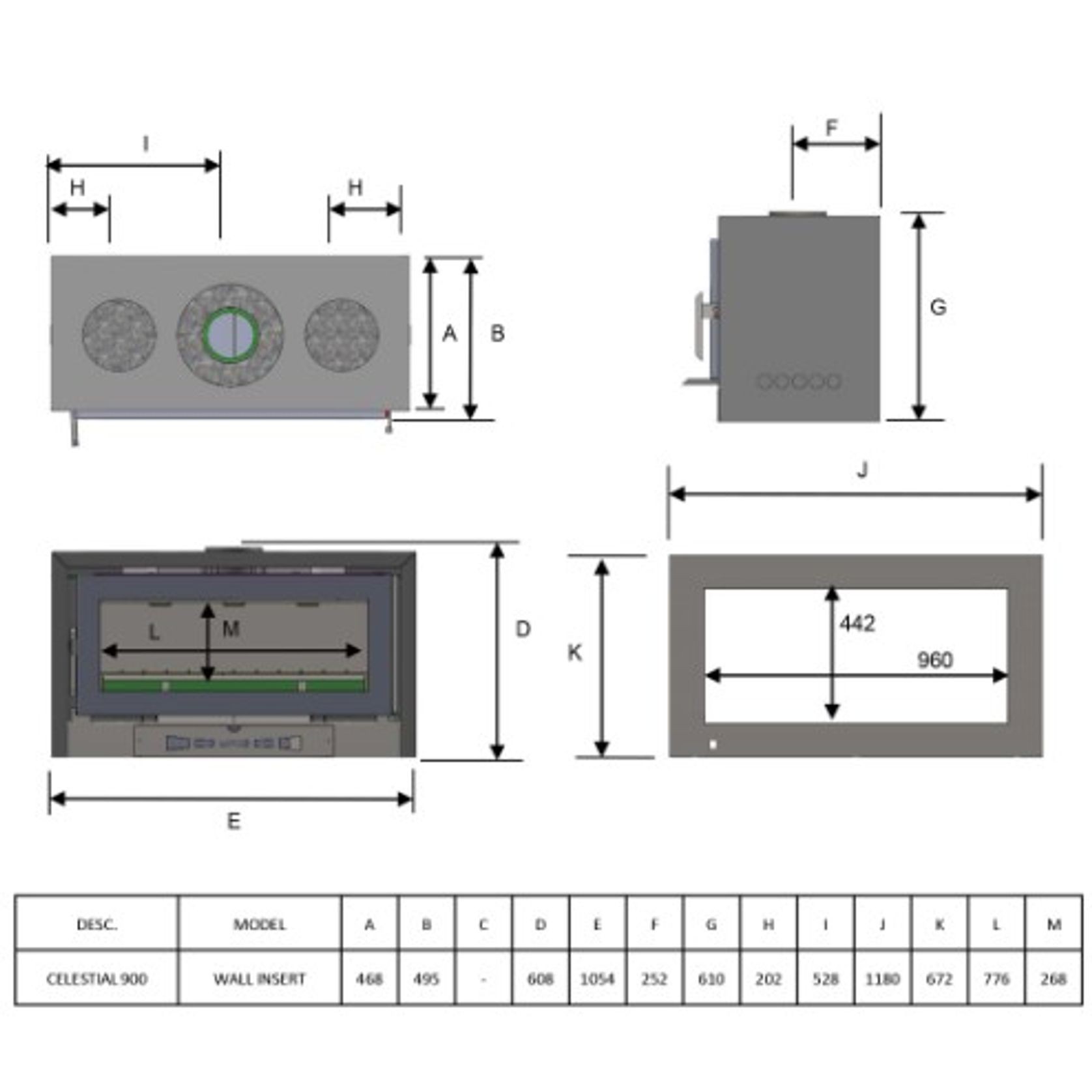 Kemlan Celestial 900 Insert Fan Forced Wood Fireplace gallery detail image