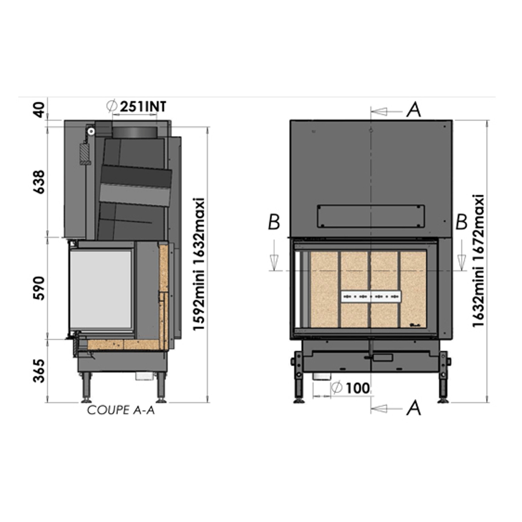 Cheminee Chazelles D1000VAG Designer Wood Fireplace gallery detail image