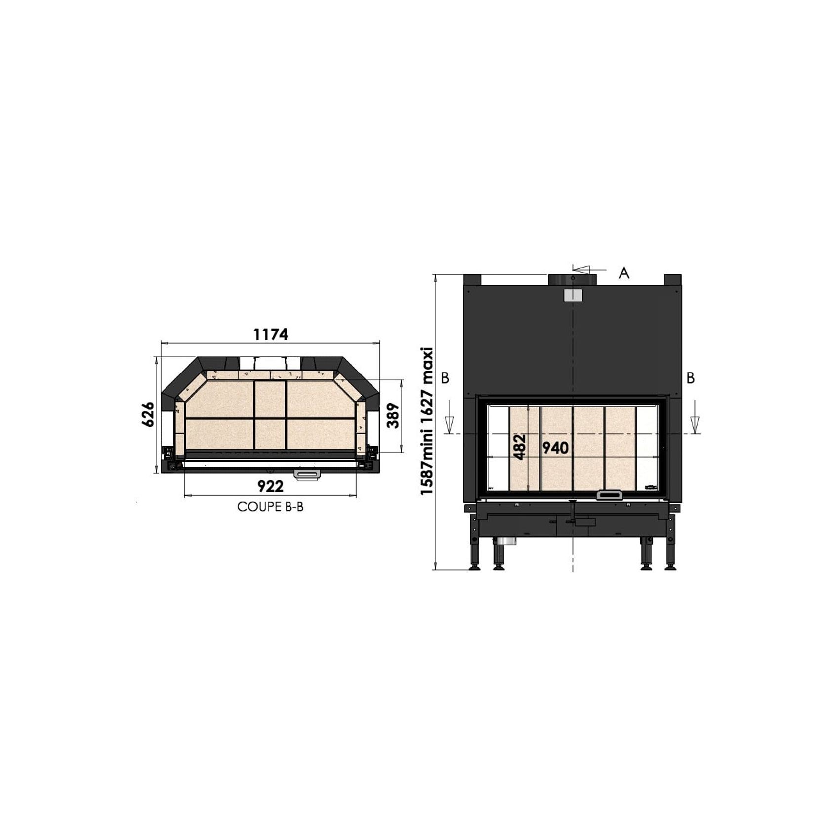 Cheminee Chazelles Designer D1200 Wood Fireplace gallery detail image