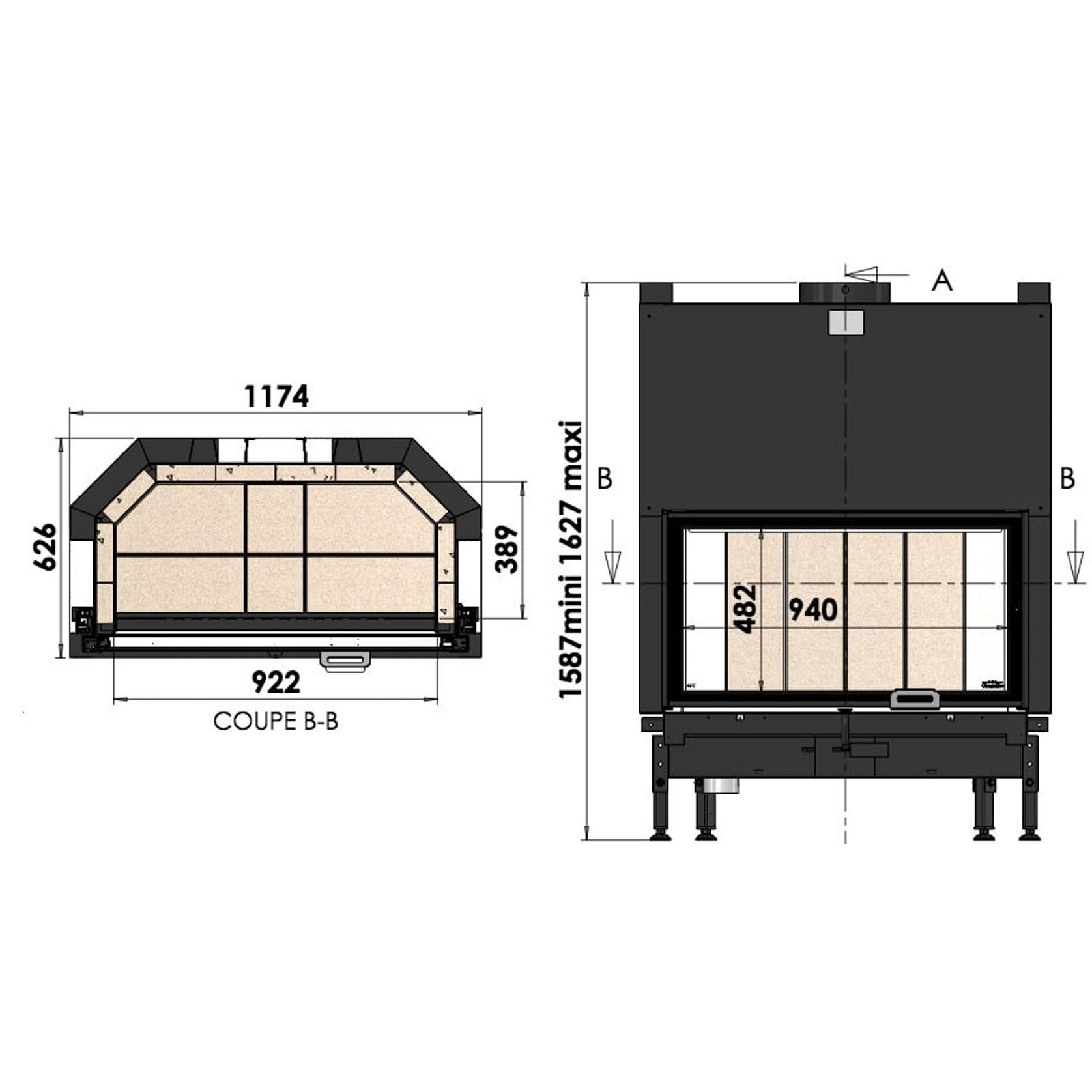 Cheminee Chazelles Designer D1200 Wood Fireplace gallery detail image