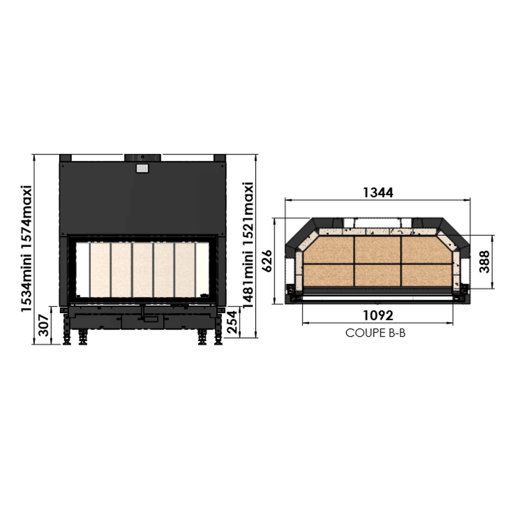 Cheminee Chazelles Designer D1350 Wood Fireplace gallery detail image