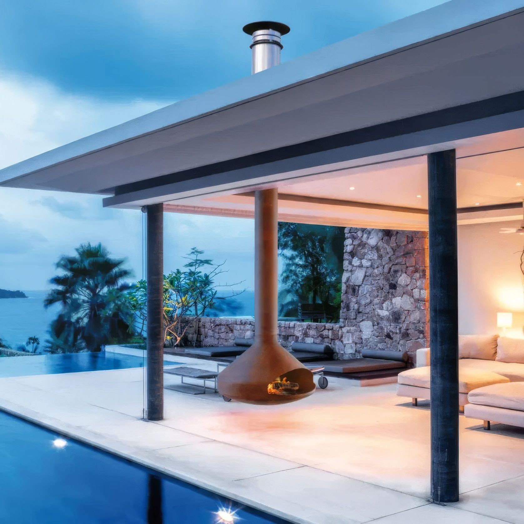 Ergofocus Suspended Outdoor Fireplace gallery detail image