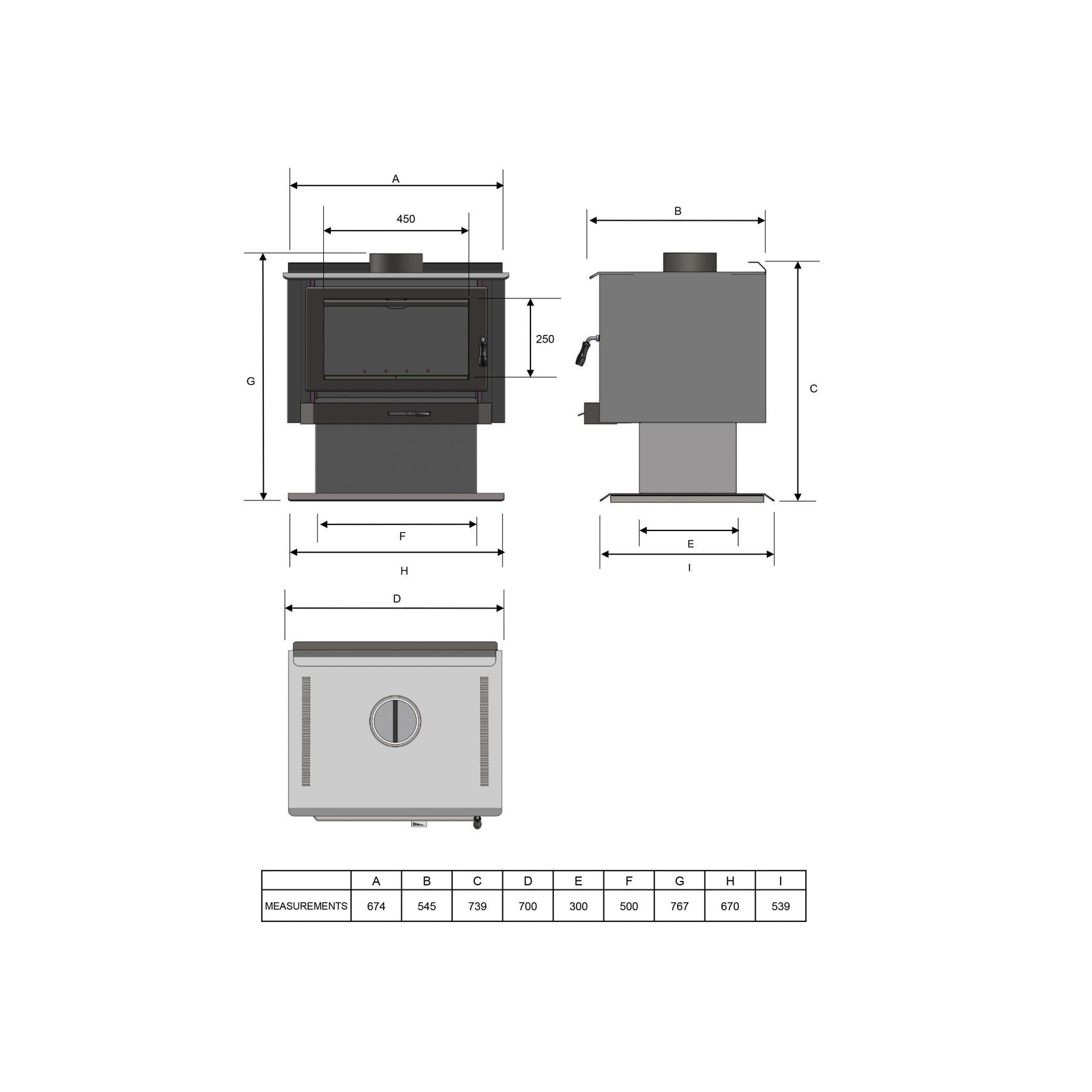 Kemlan Tempo Grand Wood Fireplace With 4M Flue Kit gallery detail image
