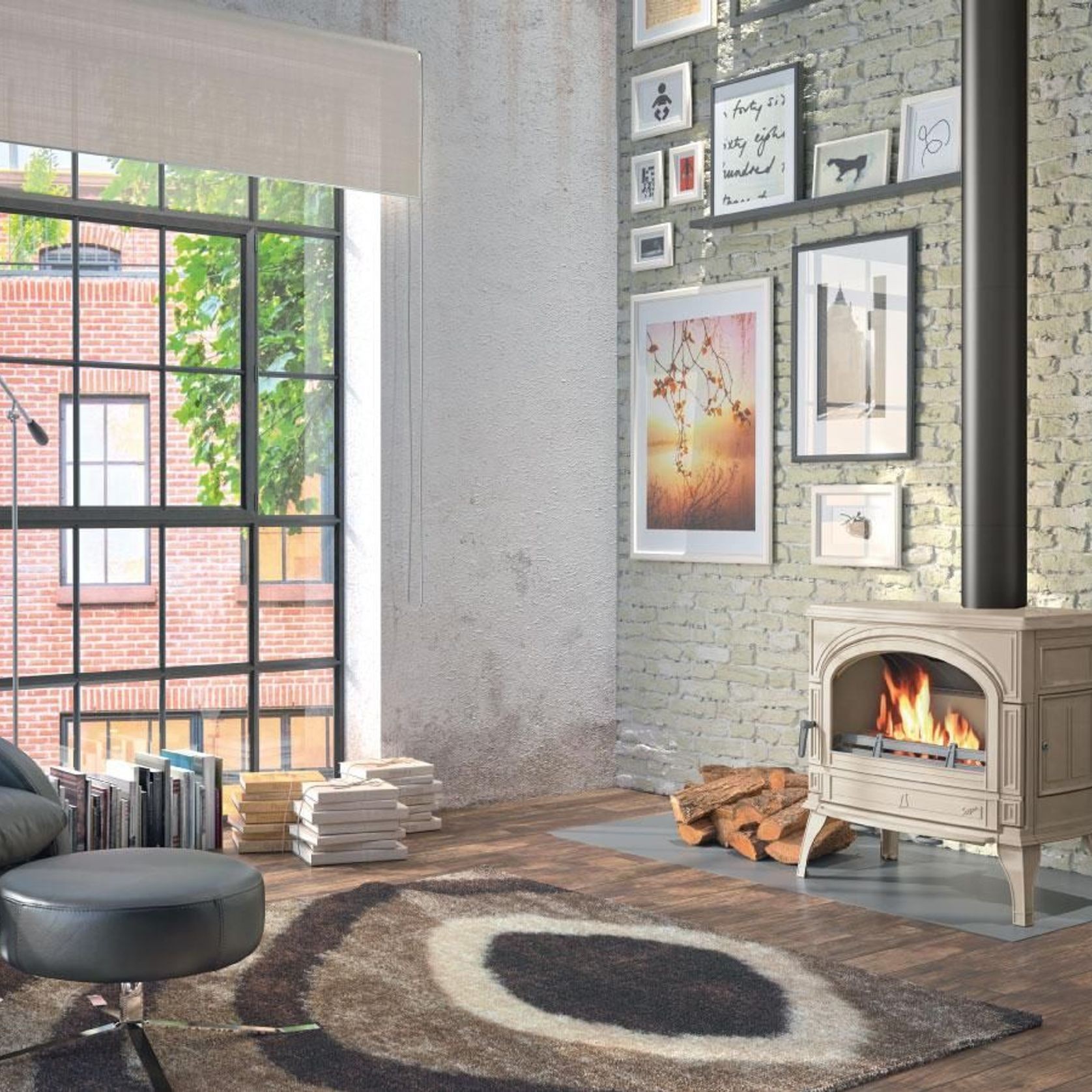 Seguin Topaze Freestanding Fireplace - Enamel gallery detail image