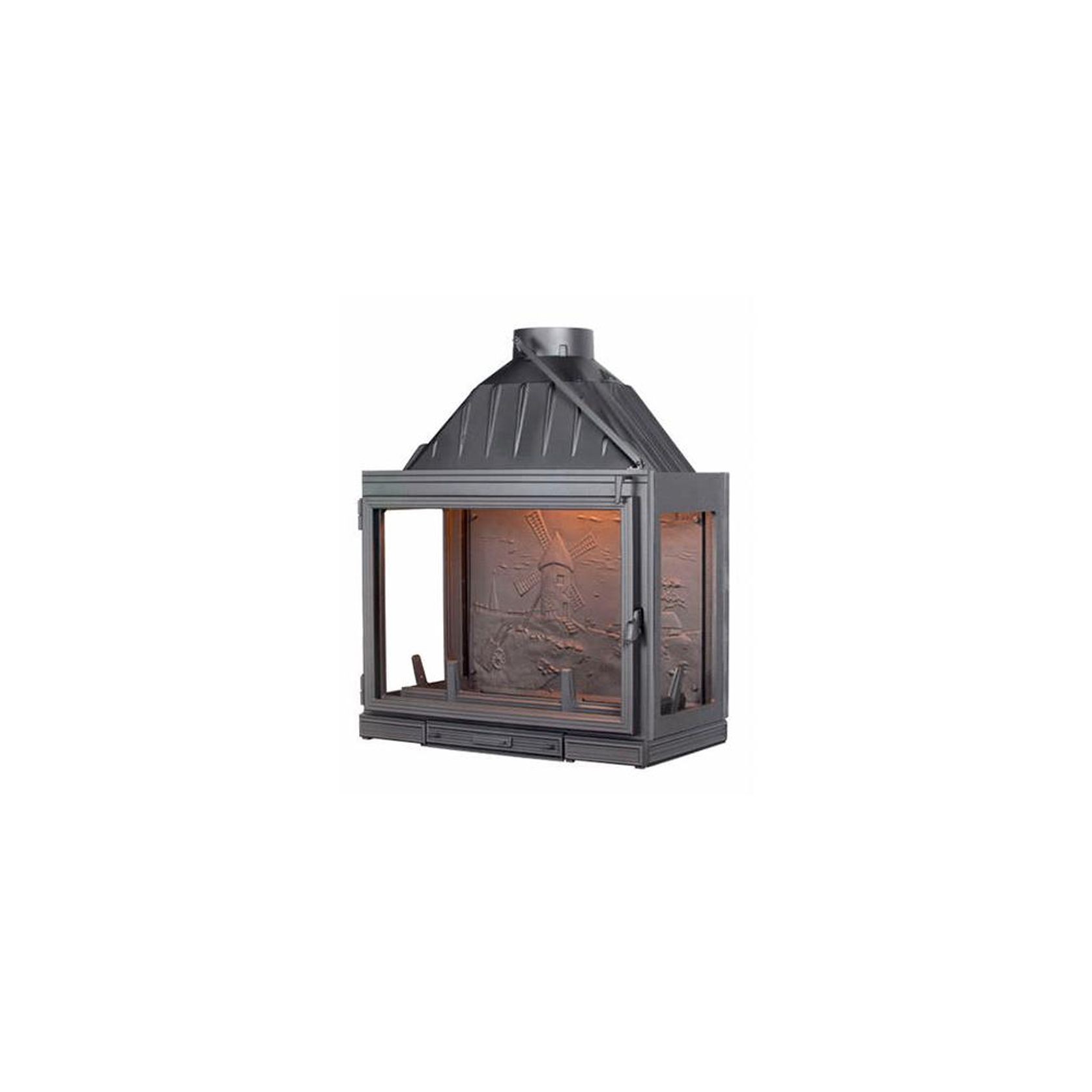 Seguin Multivision 8000 3 x Sided Cast Iron Fireplace  - Solid Back gallery detail image