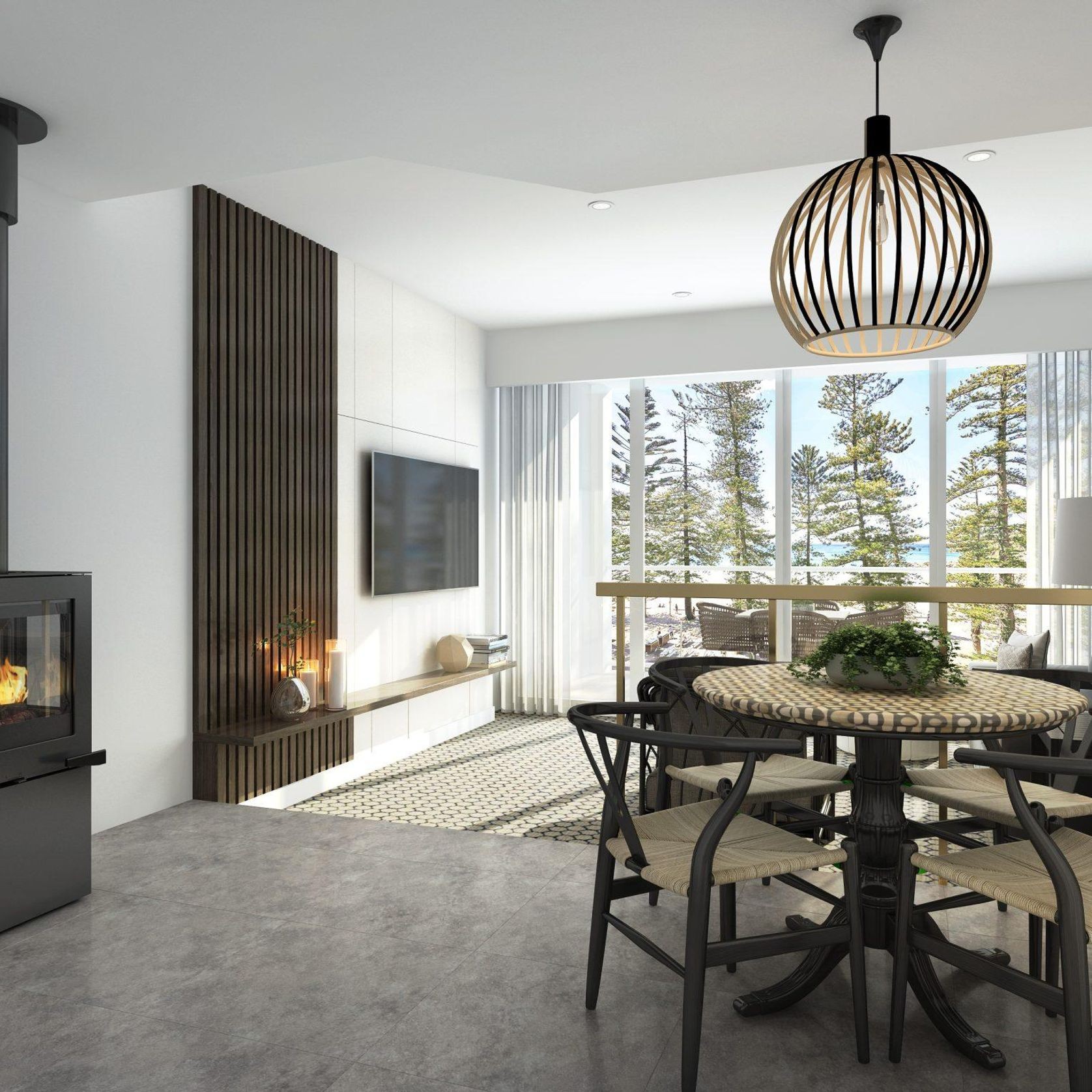 Visionline Pera Freestanding 3 x Sided Wood Fireplace gallery detail image