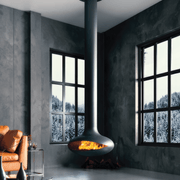 Zen Suspended Elegante Wood Fireplace gallery detail image