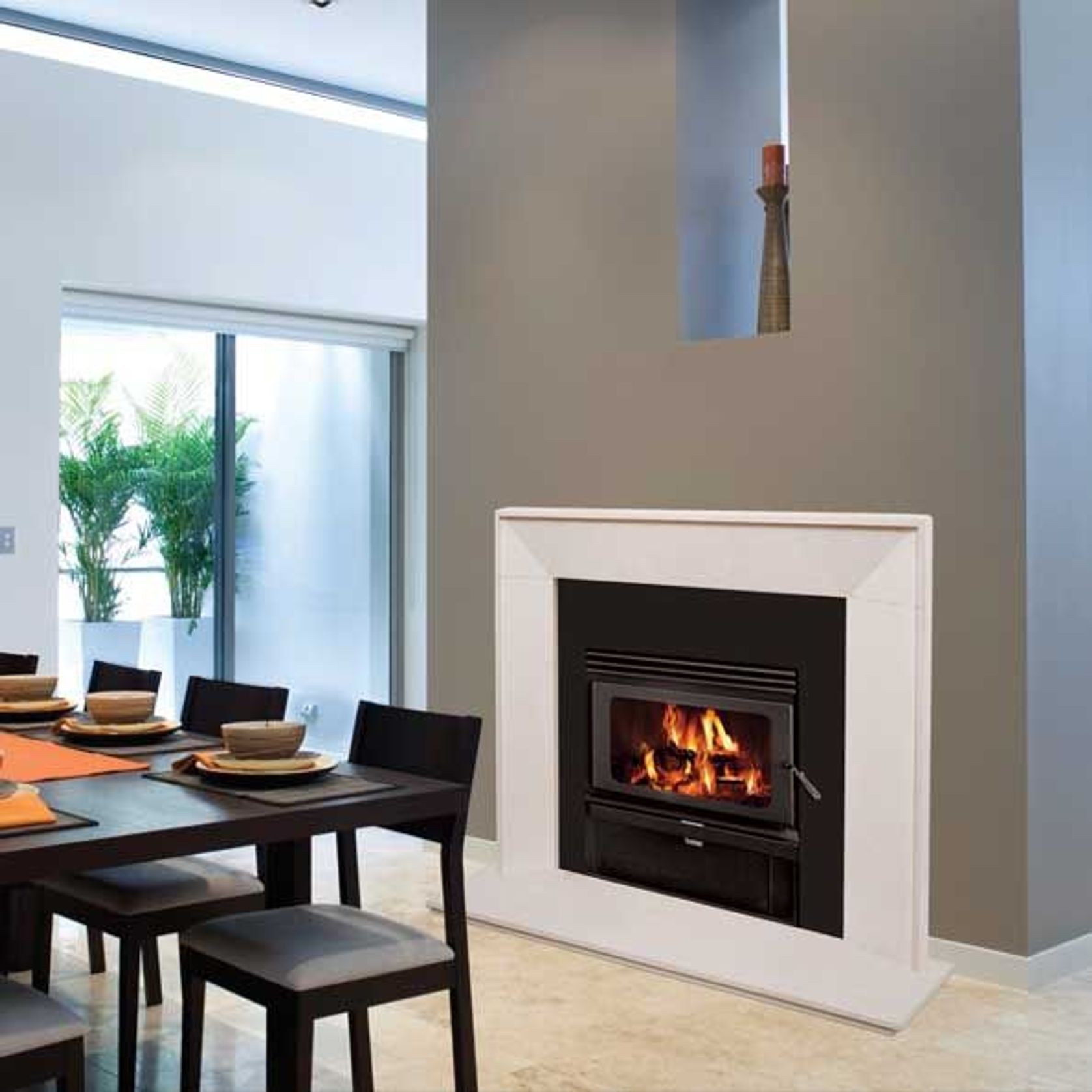 Kemlan Coupe Inbuilt Double Sided Rural Wood Fireplace gallery detail image
