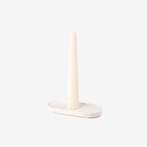 White & Blush Terrazzo Oval Konkret Eco Candle Tray