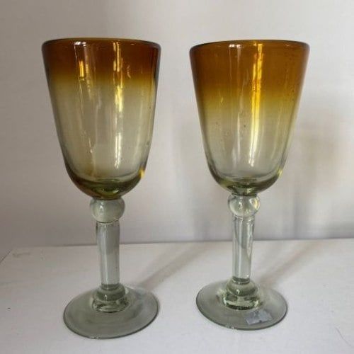 White Wine Glass 23cm handlbown glass - Ambar
