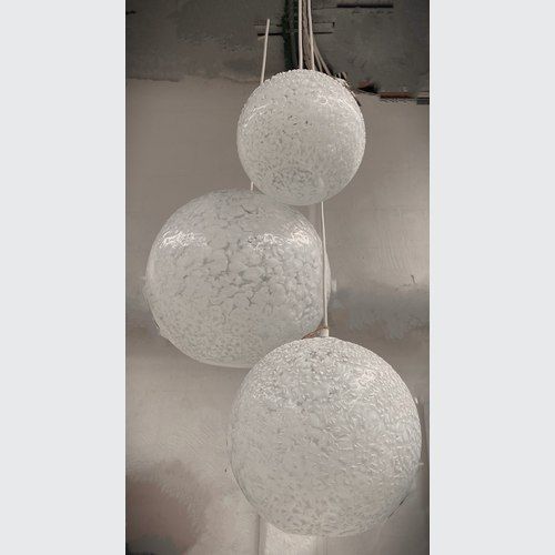 Handblown Pendants Sphere | White Confetti