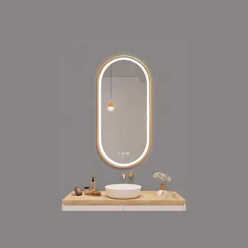 LED Mirror Long with Gold Frame