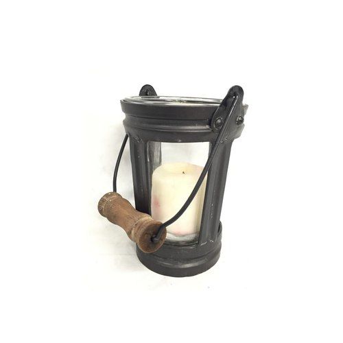 Industrial French Style Candle Bucket Iron & Glass