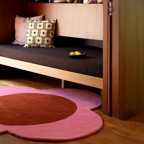 Orla Kiely Spot Flower Rug - Pink and Red | 100% Wool Designer Floor Rug