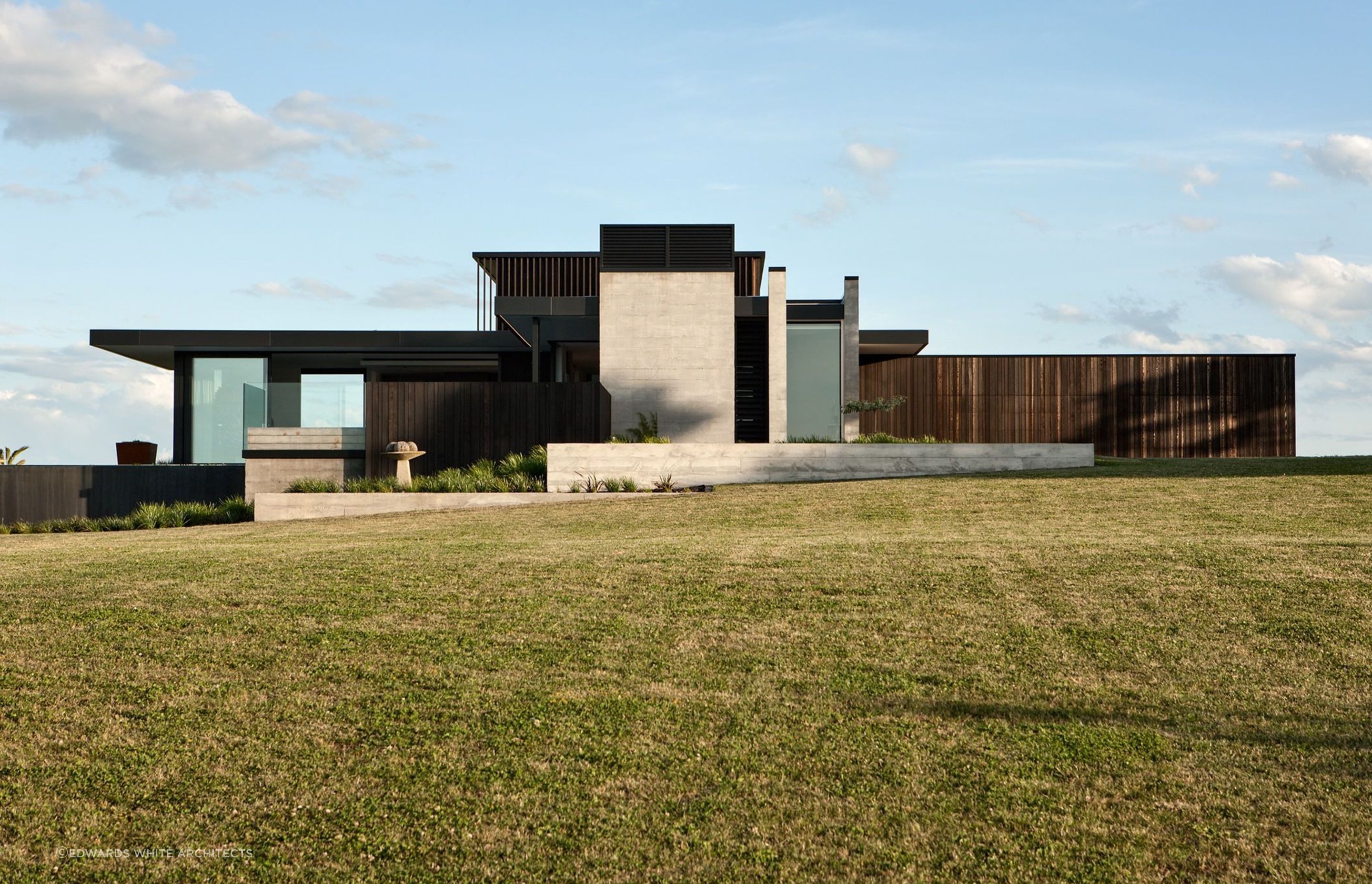 The sculptural form of Gordonton Residence by Edwards White Architects.