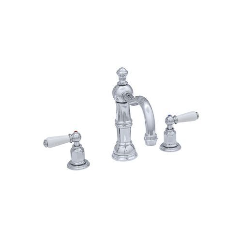 Perrin & Rowe - Three hole basin set with country spout and white porcelain levers