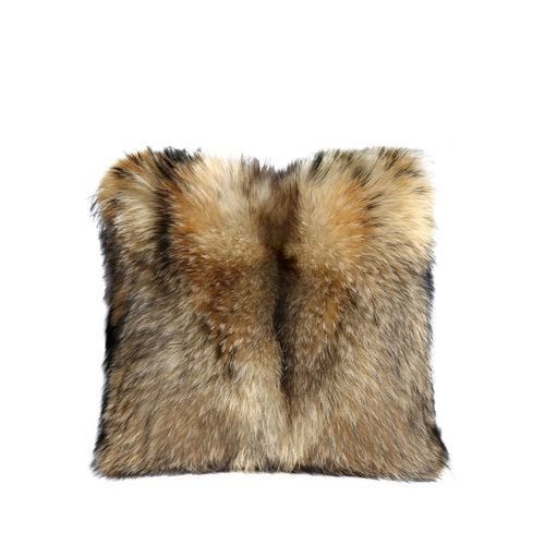 Canadian Racoon Fur Cushion - Natural