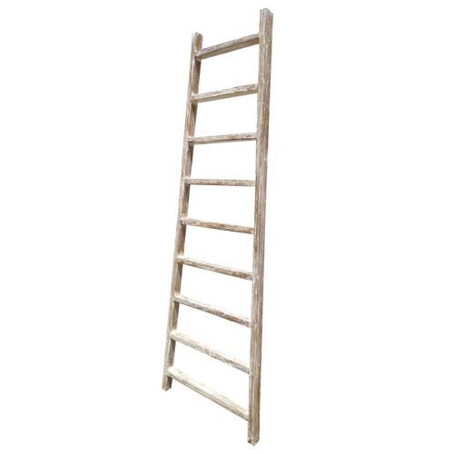 Rustico Reclaimed Teak Decor Ladder - Large, Whitewash