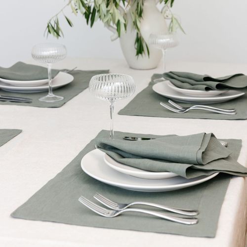 100% French Flax Linen Napkin- Set 4-Lichen