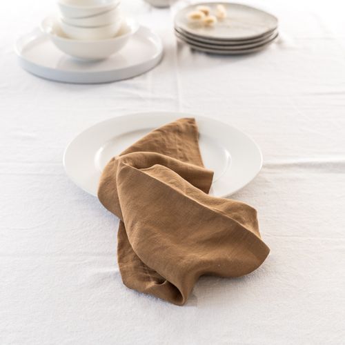 100% French Flax Linen Napkin- Set of 4 Ginger