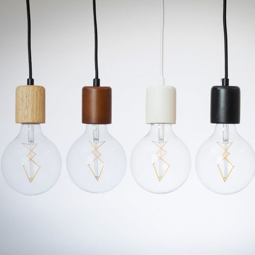 Wooden Bare Bulb Pendant