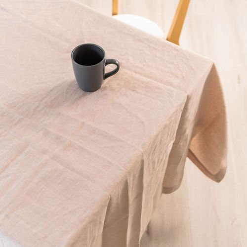 100% French Linen Tablecloth- Latte