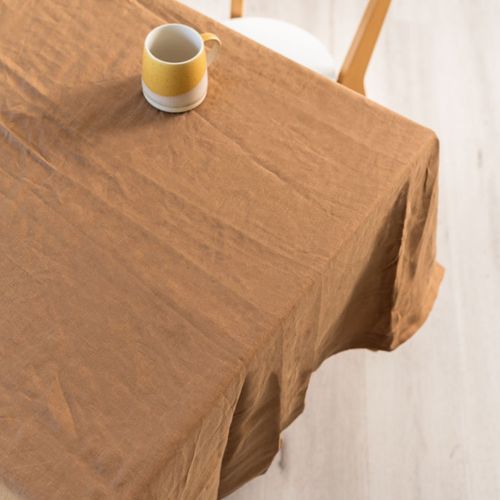 100% French Flax linen Table Cloth- Ginger