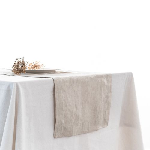 100% French Flax Linen Table Runner-Natural Oat