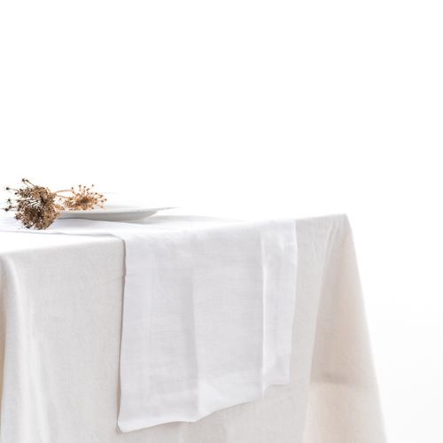 100% French Flax Linen Table Runner-White