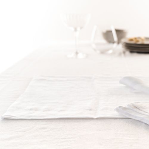 100% French Flax Linen Placemat Set 4- White